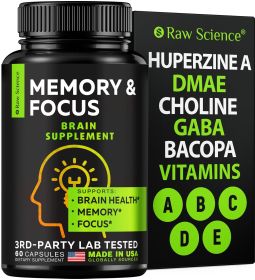 Nootropics Brain Supplements for Memory Focus with Huperzine A Phosphatidylserine Brain Health Support GABA Choline DHA Bacopa Monnieri Memory Supplem