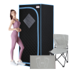 Portable Full Size  Infrared Sauna tent–Personal Home Spa;  with Infrared Panels;  Heating Foot Pad; Controller;  Foldable Chair ; Reading light.Easy