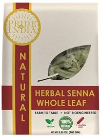 Pride Of India - Natural Senna Herbal Tea Leaf Whole, 3.53 oz (100gm)