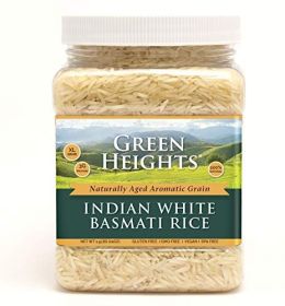 White Basmati Rice - 24 Ounce / 680 Grams Jar (15+ Servings) - Proudly Made in America - Healthy Nourishing Essentials by Green Heights 24 oz