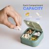 Green Travel Medicine Pill Organizer Small Pill Box for Purse Mini Pill Case Push Button Opening