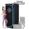 Portable Full Size  Infrared Sauna tent–Personal Home Spa;  with Infrared Panels;  Heating Foot Pad; Controller;  Foldable Chair ; Reading light.Easy