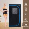 Portable Black Full Size Steam Sauna tent–Personal Home Spa, with Steam Generator, Remote Control, Foldable Chair, PVC pipes. Easy to Install