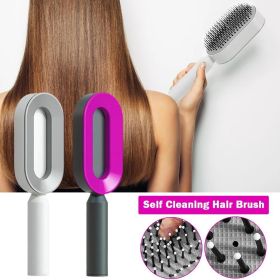 Self Cleaning Hair Brush For Women Massage Scalp Promote Blood Circulation Anti Hair Loss 3D Hair Growth Comb Hairbrush Self-Cleaning Hair Brush   3D (Color: White)