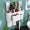 Toothbrush Holder Wall Mounted Automatic Toothpaste Dispenser Squeezer Kit