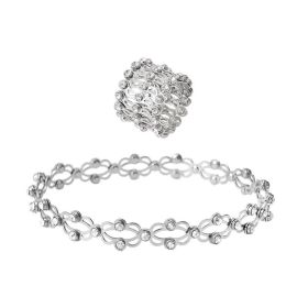 Lymphatic Therapy Ring Bracelet, Adjustable Magnetic Field Therapy Transformation Bracelet Ring (Color: White Diamonds)