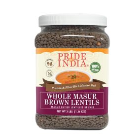 Pride Of India - Indian Whole Brown Crimson Masur Lentils - Protein & Fiber Rich Masoor Whole (size: 3 LB)