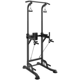 VEVOR Power Tower Dip Station, 10-Level Height Adjustable Pull Up Bar Stand (Functional Morphology: With Elbow Pad, Accessory Function: With Butterfly Arm)