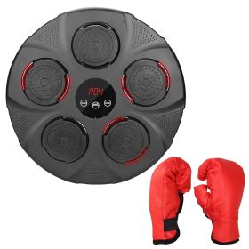 Music Boxing Machine Electronic Wall Target Punching Pad LED Lighted Sandbag Boxing Training Machine Exercise Equipment with Adult Boxing Gloves (Type: Box Machine with Kids Glove)