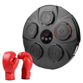 Music Boxing Machine Electronic Wall Target Punching Pad LED Lighted Sandbag Boxing Training Machine Exercise Equipment with Adult Boxing Gloves (Type: Box Machine with Adult Glove)