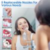 Portable Water Dental Flosser Cordless Rechargeable Dental Oral Irrigator IPX7 Waterproof Teeth Cleaner with 5 Modes 5 Nozzles 10.14oz Detachable Wate