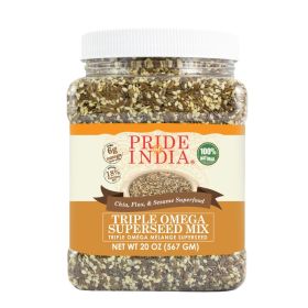 Pride Of India - Triple Omega Superseed Mix - Protein, Fiber, Calcium, Iron, Omega-3, Omega-6, Thiamin Rich Superfood w/Chia Flax & Sesame Seeds, (size: 1.5 LB)