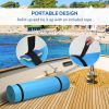 Soozier 12' x 5' Lily Pad Floating Mat with Cup Holder Table, 3-Layer Portable Roll-Up Water Mat Float Dock for 2-3 People, on Lake, River, Beach